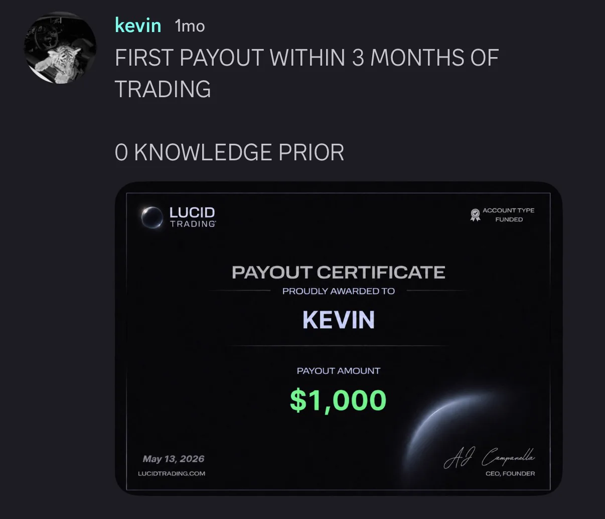 Student payout