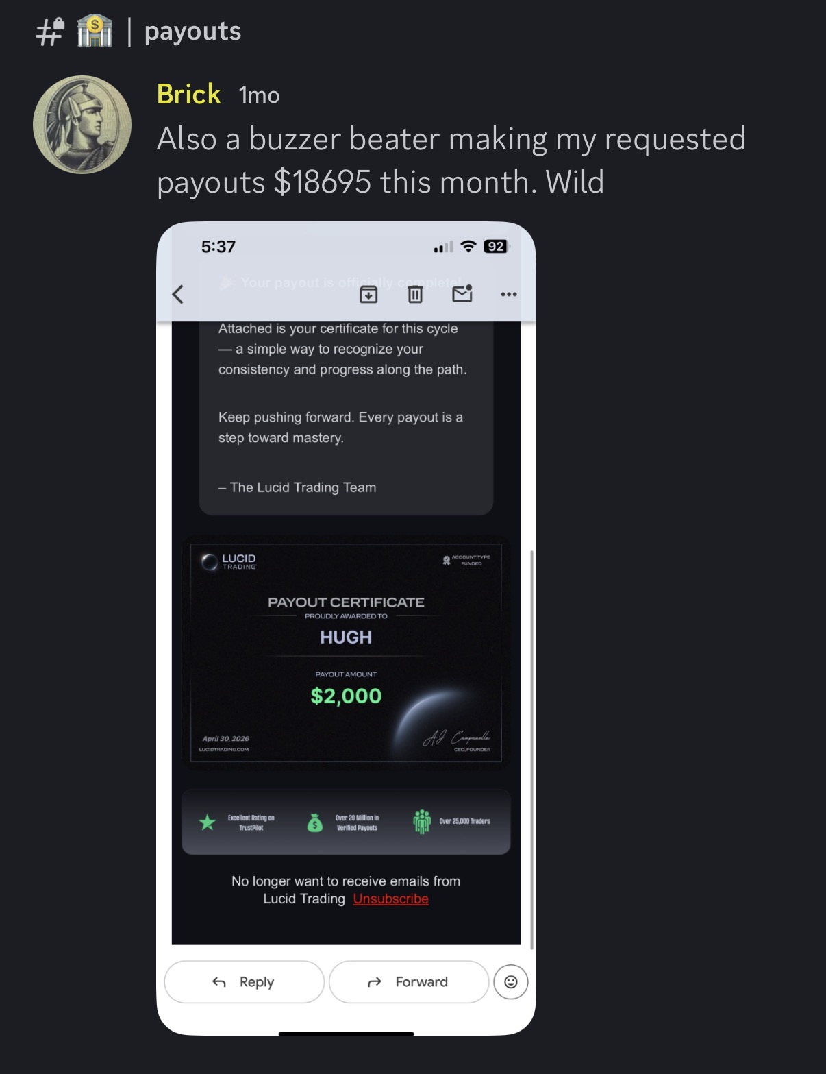 Student payout