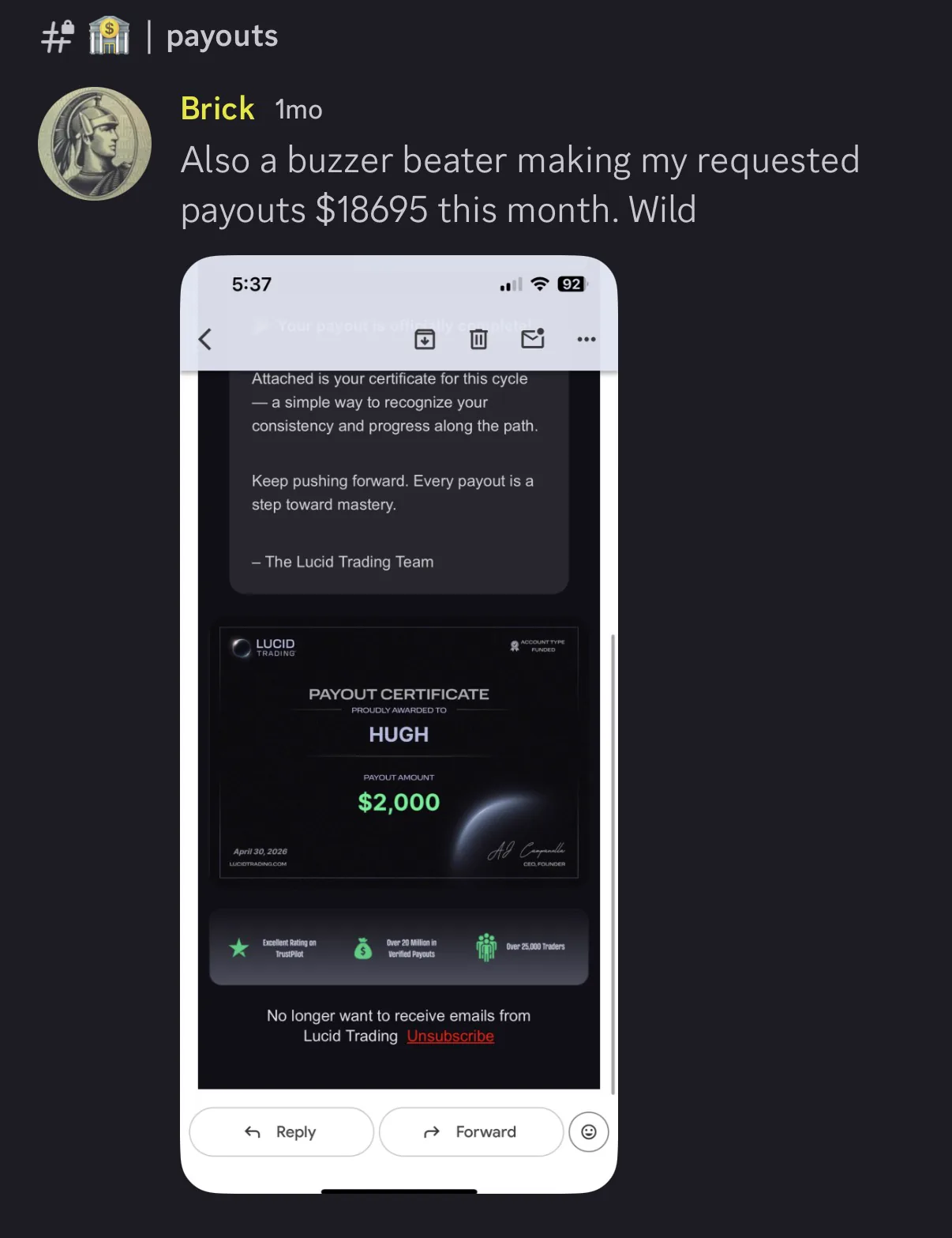 Student payout